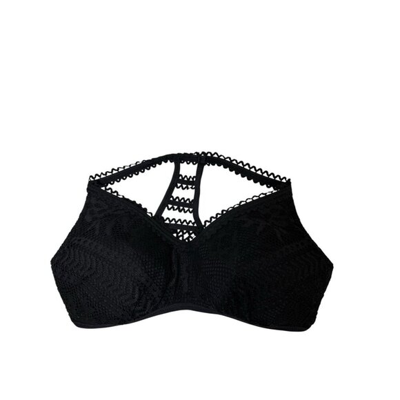 BECCA By Rebecca Virtue Black M E-Cup (DD-CUP) Ladder Back Bralette Bikini Top - Picture 1 of 12